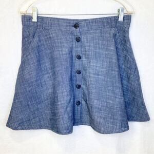 Joe B Button-Front 100% Cotton Juniors’ Skirt Blue Size Large